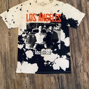 Philosophy Black and White Graphic Tee with Orange Accents